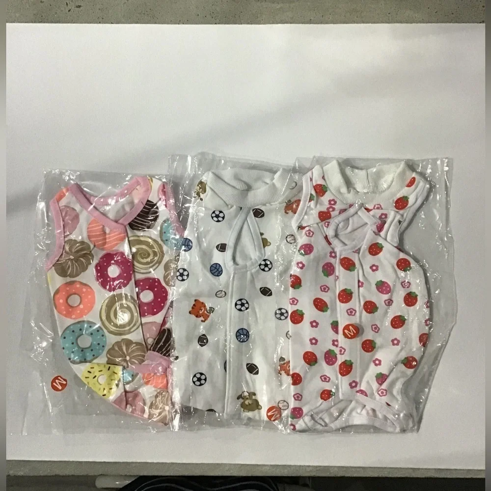 Cat/Dog recovery suits - 3 - Donuts, sports and strawberries - Size Medium.  NEW